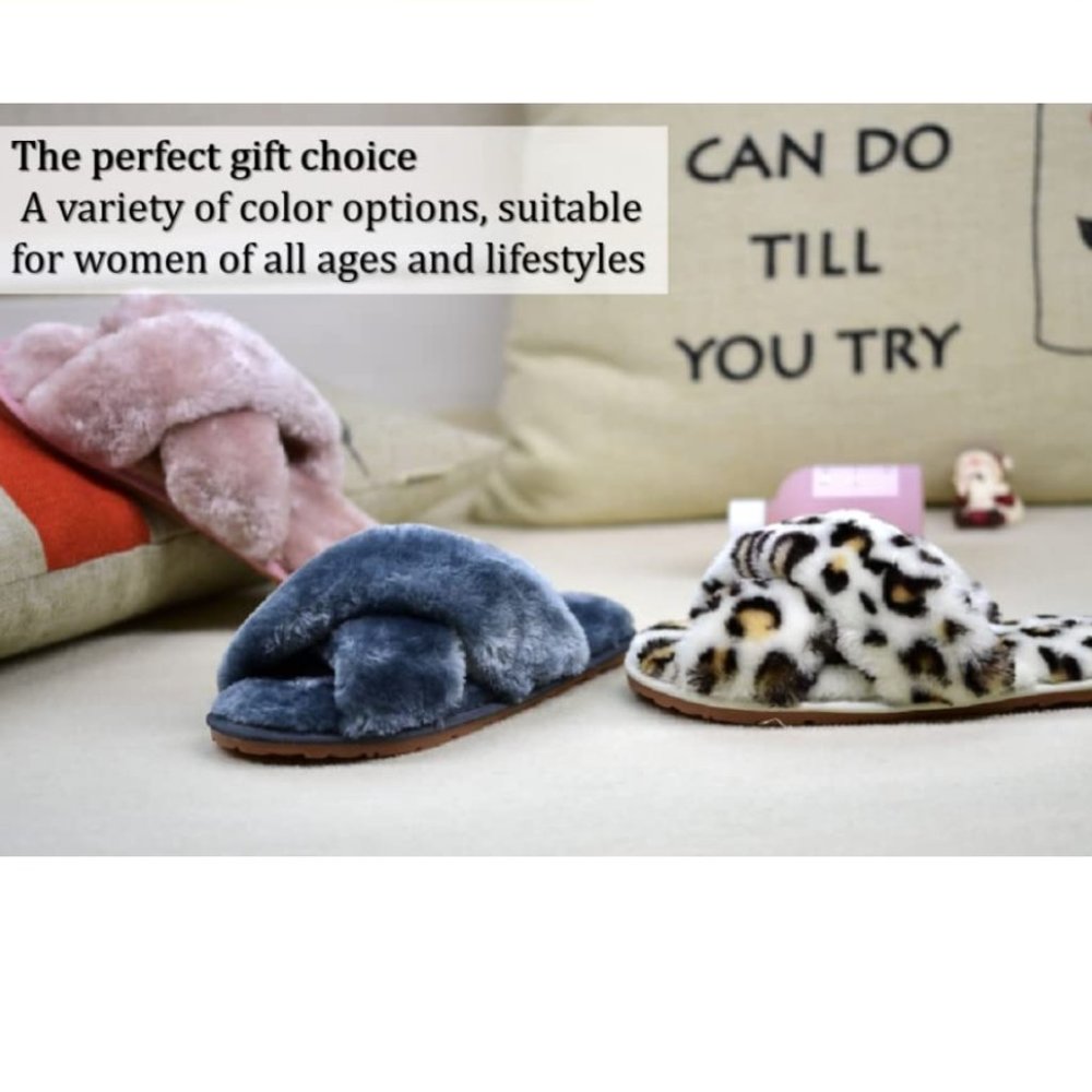 Women's Fluffy Crossband Fur Slippers - Picture 6 of 10